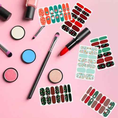 JERCLITY 280 Pieces 20 Sheets Christmas Nail Wraps Stickers Nail Polish Strips Self-Adhesive Full Wraps with Nail Files for Christmas DIY Nail Art Decals