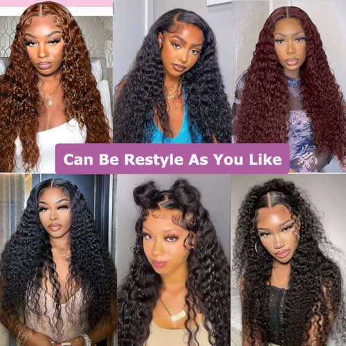 24 Inch 13x6 Lace Front Wigs Human Hair 200 Density Deep Wave Lace Front Wigs Human Hair 13x6 Deep Wave HD Frontal Wigs for Women Pre Plucked (13x6 Deep Wig, 24 Inch)