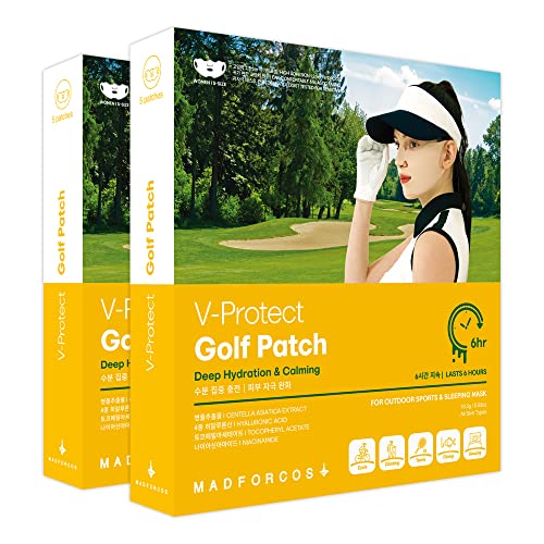 V-Protect Golf Patch ? UV Protection, Hydration & Lifting Face Mask for Outdoor Sports | Korean Skincare Patch for Golf, Hiking, Tennis | 10 Masks (S Size)