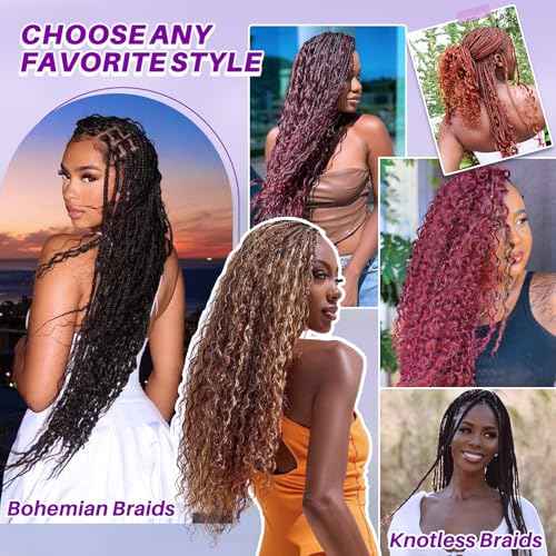 Human Braiding Hair for Boho Braids, Deep Wave Bulk Boho Braids Human Hair for Knotless Curly Bohemian Water Wave Braiding 110g 18 Inch Caramel Blonde (3 No Weft Bundles/Pack)