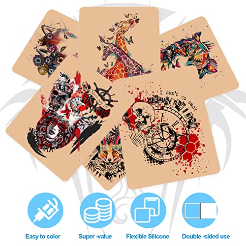 CINRA Practice Skin with Transfer Paper, 30PCS Tattoo Fake Skin and Tattoo Tracing Paper Kit Including 10PCS Double Sided Skin and 20PCS Tattoo Stencil Paper for Tattoo Practice Tattoo Supplies