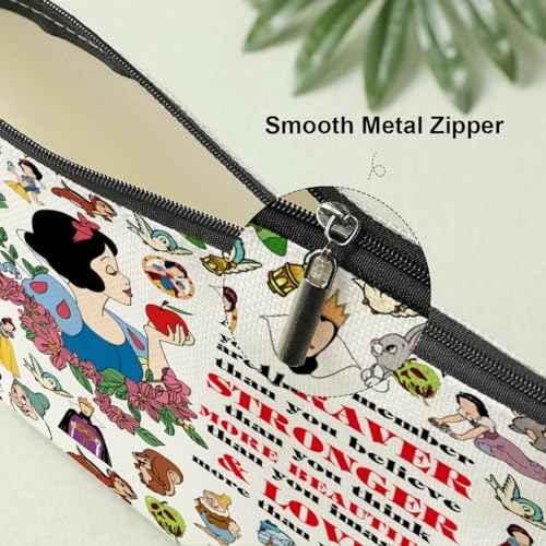 Decohim Magical Princess Makeup Bag Inspired Princess Character Christmas Birthday Friendship Gifts for Women Girls Niece Magic Fairy Tales Inspirational Braver Stronger Beautiful Cosmetic Bag
