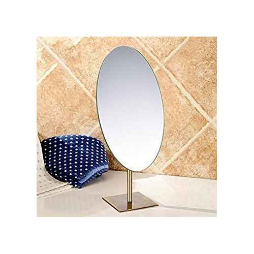 GURUN Large Oval Tabletop Vanity Mirror 7x12 Antique Brass Luxuries Makeup Mirror with Stand for Jeweller's M2017