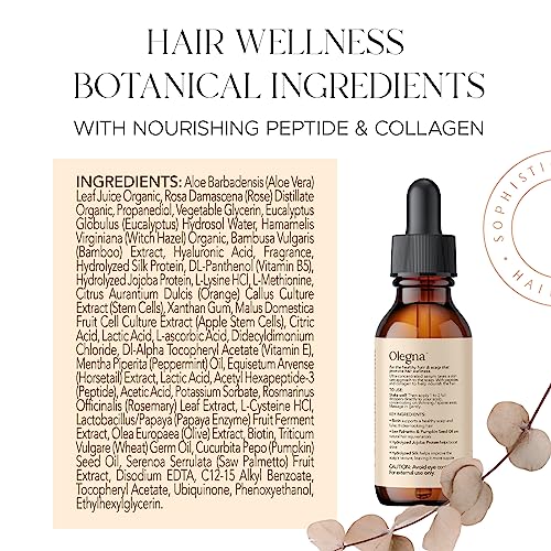 Olegna Biotin Hair Growth Oil for Women - Hair Serum for Frizzy and Damaged Hair - Prevents Hair Loss & Breakage - With Vitamin D & E + Hyaluronic Acid - 2oz