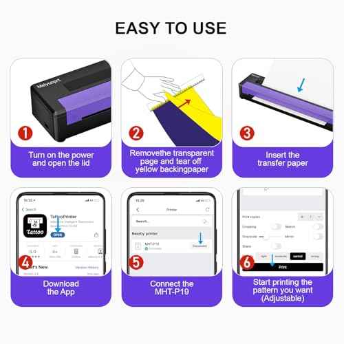 Tattoo Stencil Printer Bluetooth, Wireless Tattoo Printer Machine, Thermal Copier Printer with Transfer Paper, Tattoo Machine Kit for Tattoo Artists, Compatible with Android, iOS & Windows