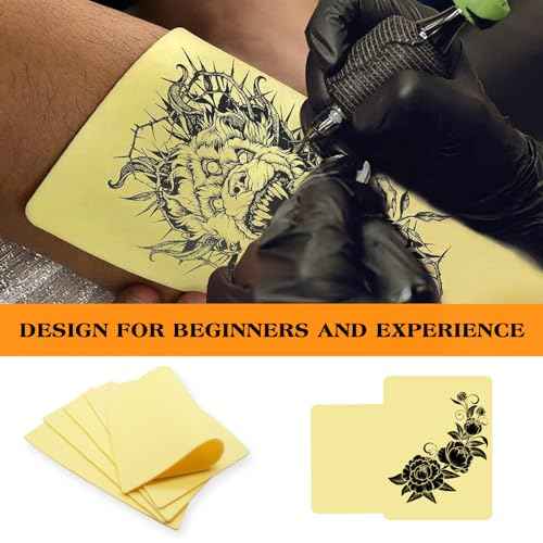 3MM Ruicoo Tattoo Practice Fake Skin - 5Pcs Blank Silicone Tattoo Practice Skin, 3mm Thick, Double-Sided, 8"x 12", for Beginners and Experienced Artists