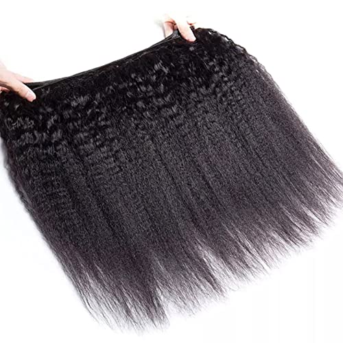 FQ Kinky Straight Bundles Human Hair 30 inch Kinky Straight Hair 1 Bundle 10A Brazilian Kinky Straight Human Hair Weave Extensions For Black Women 100g/bundle Natural Color