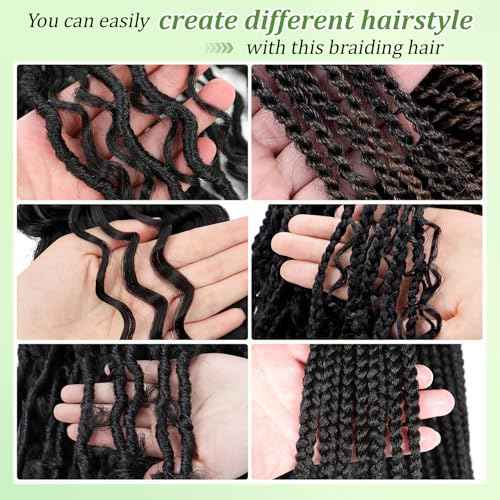 Eerya Long Curly Braiding Hair 18 Inch 2 Packs Ocean Wave Crochet Hair for Black Women Deep Wave Braiding Hair for Boho Braids (18 inch, 1B)