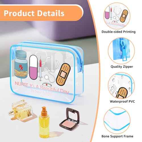 Funny Nurse Gifts for Women Clear Makeup Bag Nurse Appreciation Gifts Nurse Week Gifts for Coworkers PVC Cosmetic Bag Nurse Graduation Gift Ideas Nurse Christmas Thanksgiving Day Gifts