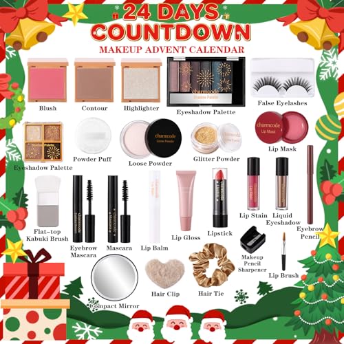 Makeup Advent Calendar 2025 ? 24 Days Christmas Make Up Gift Set for Adlut Women & Teen Girls, CHARMCODE Xmas Cosmetic Countdown Calendar, Full Holiday Beauty Kits with Surprises