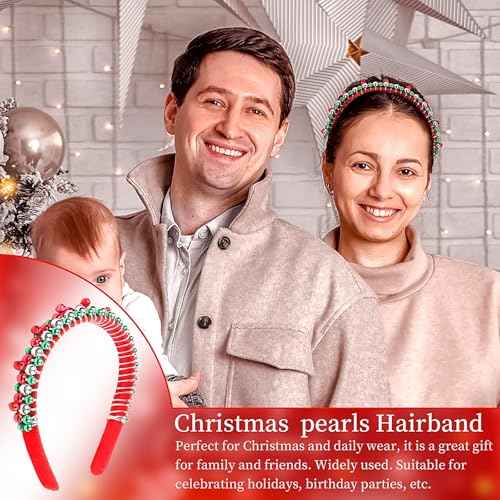 Christmas Headband Christmas Bell Hairband Girls Holiday Headbands Red Green Silver Hair Accessories Xmas Jingle Bell Headbands for Women Girls