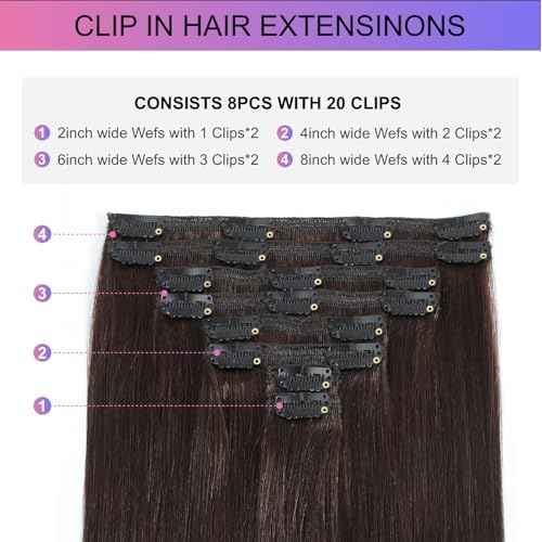 Honsoo Hair Extensions Clip Ins Real Human Hair Medium Brown Fading To Honey Blonde 100g 12in 7pcs Full End Stunning Soft Shine Hair Extensions