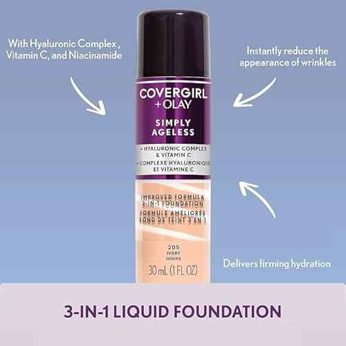 COVERGIRL+Olay Simply Ageless 3-in-1 Liquid Foundation Classic Ivory, 1 Ounce (packaging may vary)