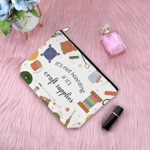 Crafting Lover Gift Crafter Gift for Women Makeup Bag Sewing Lover Gift Crocheting Lover Gift for Her Mom Knitter Gift for Friend Cosmetic Bag Christmas Birthday Crochet Gift for Crocheters Travel Bag