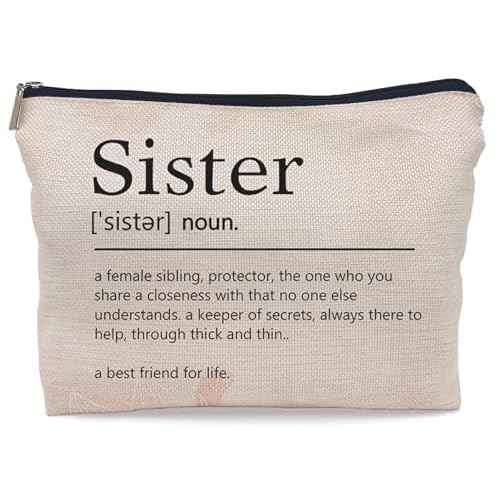 Sister Makeup Bag,Sister Gifts,Sisters Gifts from Sister,Birthday Gifts for Sister,Best Sister Gifts,Gifts for Sister,Sister Definition Small Cosmetic Makeup Bag for Purse
