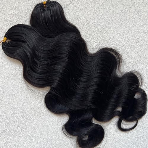 Body Wave Pre Separated Crochet Human Hair Braids Extensions Body Wave Brazilian Virgin Hair for Boho Braiding Knotless Feather Hair Extensions For Black Women Natural Color 16inch 60g