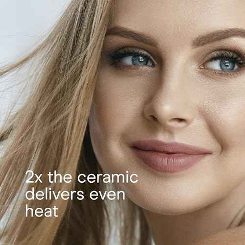Conair Double Ceramic Flat Iron, 1-Inch Flat Iron Hair Straightener, Five Heat Settings, Extra Long Floating Plates, White