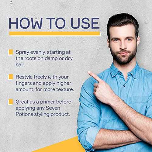 SEVEN POTIONS Salt Spray for Men ? Hair Texture Spray with Matte Finish & Grit ? Volumizing Pre-Styler for Beach Waves ? Water-Based, Quick-Dry, Non-Sticky ? Vegan, Cruelty-Free ? 6.8 fl oz
