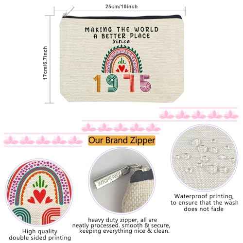ancpeany 50th Birthday Gifts for Her, Funny 1975 50th Birthday Decorations Makeup Bag, Anniversary 50 Old Year Gift Ideas for Women, Wife, Sister, Mom, Aunt, Cool Cosmetic Travel Bag for Mothers Day