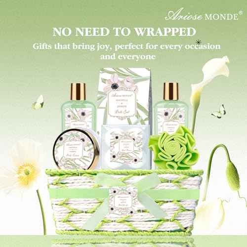 Spa Gifts for Women, Bath Sets, 7Pcs Spa Gift Set w/Shower Gel, Bubble Bath, Bath Salts, Bath Bomb, Body Lotion, Christmas Gifts for Women, Magnolia & Jasmine Bath Set