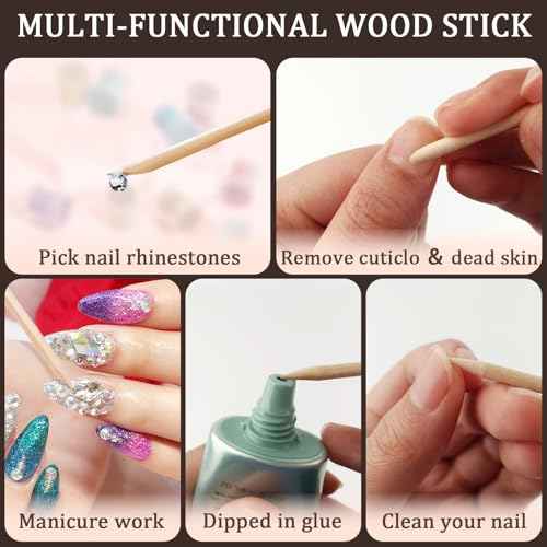 200PCS Orange Wood Nail Sticks, 4.5-Inch Double Sided Cuticle Pusher and Remover, Manicure and Pedicure Tool for Nail Art