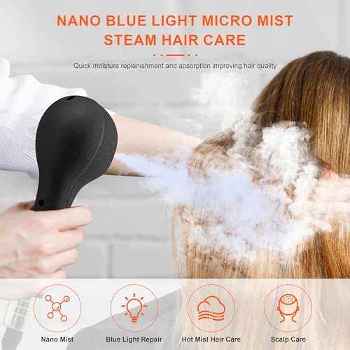 Hair Salon Nano Blue Light Micro Mist Hair Steamer Hair Perm Coloring Hot Dyeing Equipment for Hair Care Adds Softness Shine Elitzia ETD303