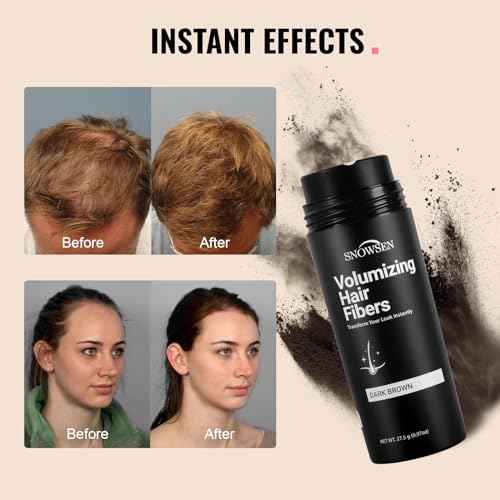 Hair Fibers for Thinning Hair, Dark Brown, Professional 5-in-1 Hair & Beard Styling Set, Include Applicator Pump, Fiber Hold Spray, Application Card, Hairline Comb,Hair Powder for Women & Men