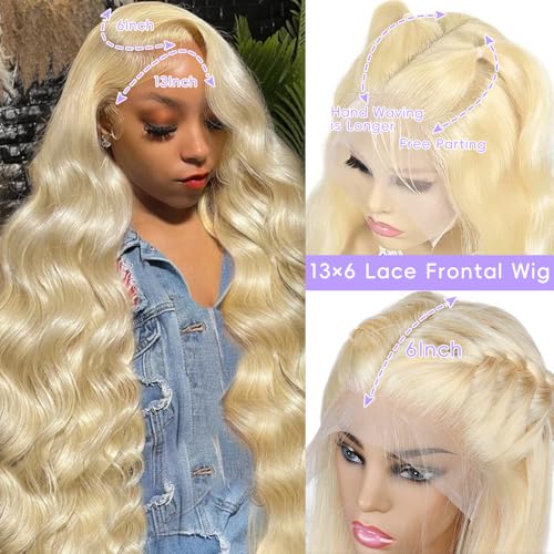 Blonde Wig Human Hair 613 13x6 Lace Front Wig Human Hair 200% Density Body Wave Blonde Lace Front Wigs Pre Plucked Glueless 613 HD Lace Frontal Wigs 22 Inch
