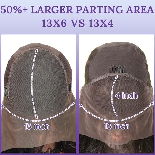 13x6 Lace Front Human Hair Wig, 100% Human Hair 180 Density, HD Lace Frontal Wig, Pre-Plucked Glueless Wigs, 26inch