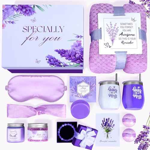 Kaulbiat Get Well Soon Gifts Baskets for Women Self Care Gifts, 12pcs Happy Birthday Gift Basket for Women Unique Gifts Set Ideas Relaxing Birthday Box w/Blanket for Her Mom Best Friends Female Sister