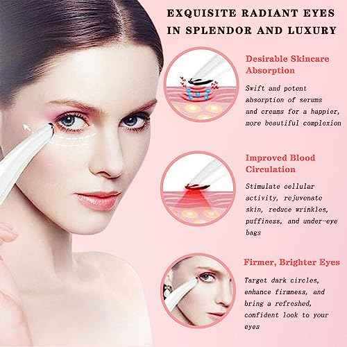 Eye Lift Wand, 3 in 1 Vibrating Red Light 98¡ÆF to 113¡ÆF LCD Display Eye Massager for Dry Eyes, Dark Circles and Puffiness, Electrical Face, Neck Sculpting Pen for Fine Lines and Wrinkles