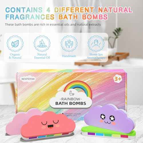 Rainbow Halloween Bath Bombs for Kids Gift Set - Colorful Dissolving Bath Toys with Surprise Colors, Safe & Non-Toxic DIY Bath Time STEM Learning Activity, Boys Girls Ages 3-12 Boo Basket Stuffers