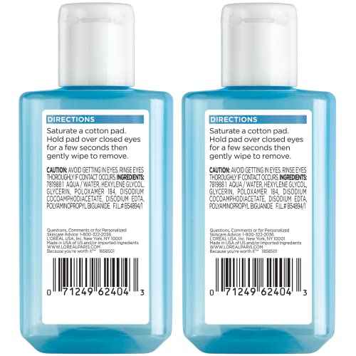 L'Oreal Paris Clean Artiste Oil Free Eye Makeup Remover, 2 Count