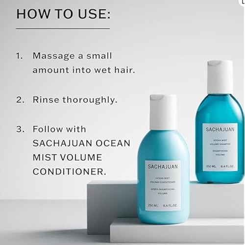 SACHAJUAN Ocean Mist Volume Shampoo and Conditioner Set | Ocean Silk Technology & Vegetable Proteins for Volume, Structure & Body | Lightweight Hydration | Vegan & Paraben-Free | Set of 2