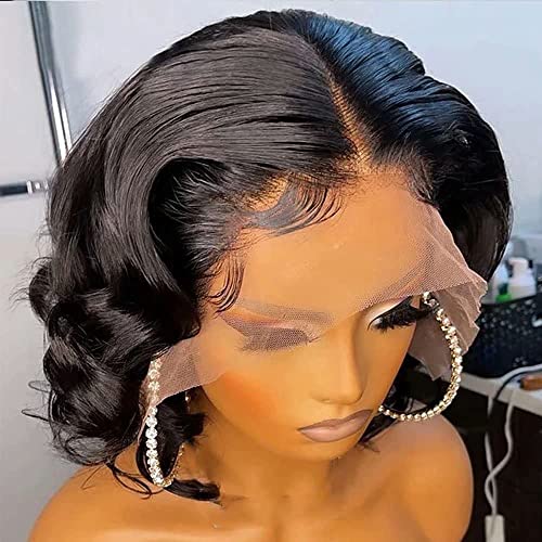 ten chopsticks Wigs HD Transparent Short Wig 13x4 Lace Front Human Hair Wigs For Black Women Loose Deep Wave Short Bob Wig Brazilian Bob Human Hair Wig 150 Density 8inch
