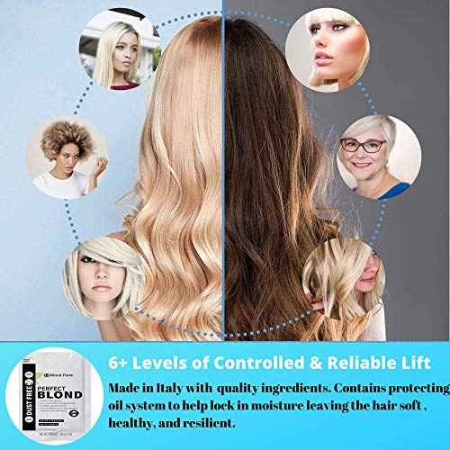 Perfect Blond Hair Bleach Toner Lightener Dye Lightening Kit 120 ml 40 Vol Developer & Brush Gloves - Made in Italy by Blond Forte (Blue Powder)