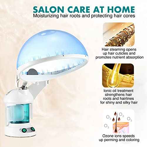 DENFANY Hair Steamer, 2 in 1 Hair and Face Steamer for Natural Hair with UV Ozone, Face Steamer Hair Humidifier Moisturising Hydration System Sprayer for Personal Care Use at Home and Salon
