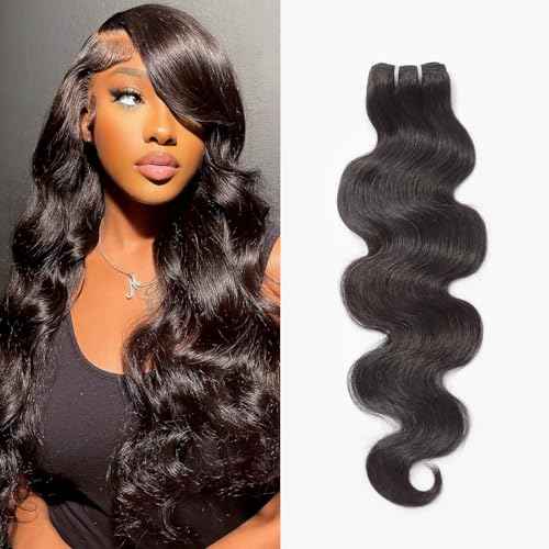 WEQUEEN Bundles Human Hair Body Wave 16A Brazilian Virgin Hair Bundles 20 Inch Thick Weave Natural Black
