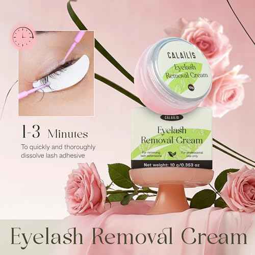CALAILIS Lash Remover for Lash Extensions Low Irritation Eyelash Extension Remover for Sensitive Skin Quick Dissolves Lash Extension Remover Kit for Professional or Salon Use (10g, Rose)