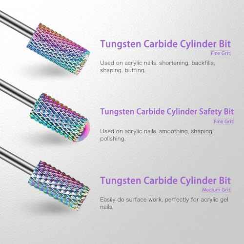 25PC Nail Drill Bits Set,Tungsten Carbide Diamond Ceramic Drill Bits Nails for Acrylic Gel Polish,3/32'' Professional Cuticle Efile Remover Nail Bits for Nail Drill Manicure Pedicure Tool
