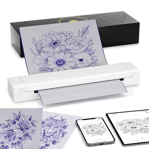COLORWING Tattoo Stencil Printer, TP83 Upgrade Wireless Tatoo Printer with 10pcs Transfer Paper, Professional Tattoo Printer Compatible with Smartphones & PC