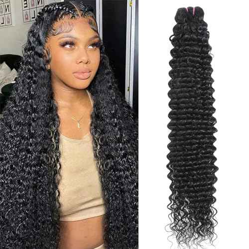 15A Raw Human Hair Bundles Deep Wave Bundles Human Hair,Triple Lifespan Indian Virgin Hair,No Tangle Shedding,Multiple Washes Keep Texture Silky Soft (1 Bundle Natural Black, 26)