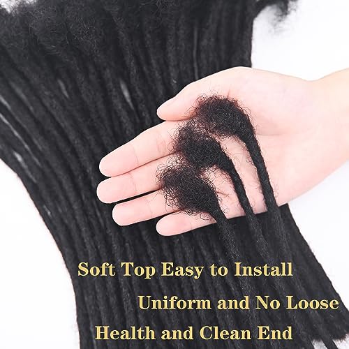 Loc Extension Human Hair 16inch 30Strands 0.4cm Width Natual Black Can Be Dyed Bleached Curled 100% Full Handmade Permanent Dreadlock Extensions for Women/Men