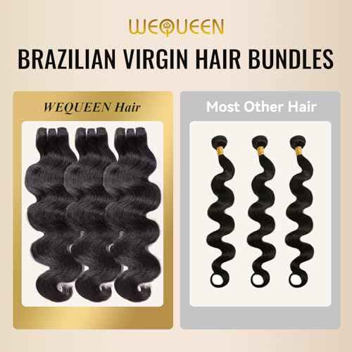WEQUEEN Bundles Human Hair Body Wave 16A Brazilian Virgin Hair Bundles 20 Inch Thick Weave Natural Black