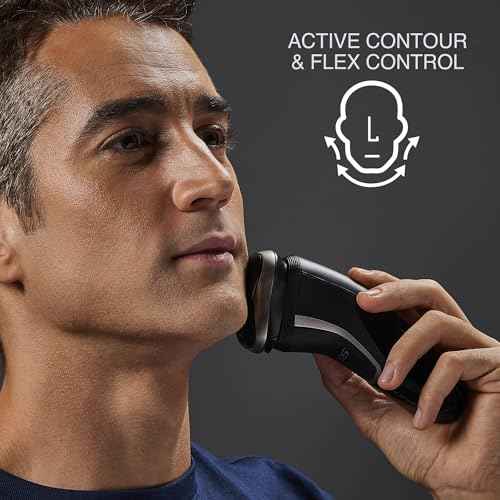 Remington R5 Style Series Rotary Shaver for Men, Smooth Glide for Sensitive Skin Comfort, Waterproof Rechargeable Electric Razor with Graphite Coating and Contour Technology