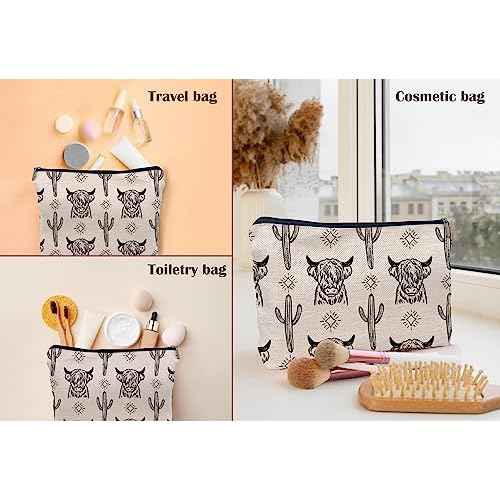 Western Cow Makeup Bag,Western Cow Gifts For Women,Cowgirl Stuff For Women,Cowgirl Gifts