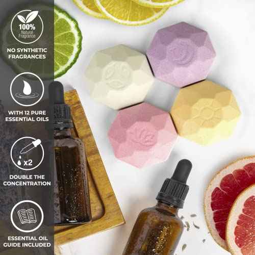 Organic Shower Steamers Aromatherapy - 8 XL Natural Shower Bombs, Essential Oil Shower Steamer Gift Set, Relaxation Gifts Women, Shower Melts Tabs, Stress Relief Scents, Unique Self Care Box