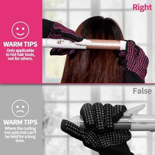 Heat Gloves for Hair Styling, 2PCS Heat Resistant Gloves and Silicone Mat Pouch for Curling Irons, Hair Straighteners, and Flat Irons