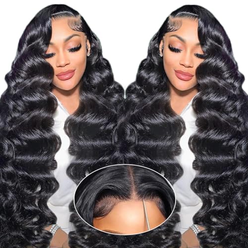 SFD 28 Inch Glueless Wigs Human Hair Deep Wave Pre Plucked Pre Cut 220% Density Lace Front Wigs Human Hair 7x5 Hd Lace Closure Wig Wear And Go Curly Wigs for Women Loose Wave Wig