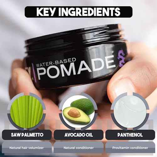 Billy Jealousy Lunatic Fringe Water-Based Pomade for Men, Strong Hold, High Shine, Water Soluble and Vegan Hair Product Ideal for Medium to Long Thick Mane, 3 oz